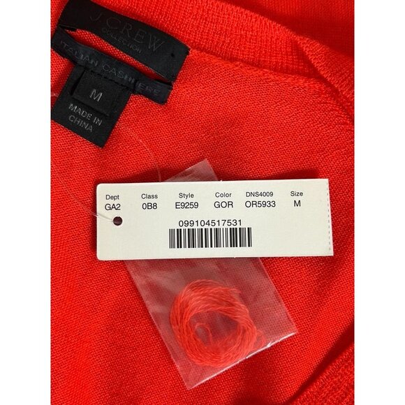 J. Crew Collection Italian Cashmere V-Neck Sweater In Orange - Sz M - New - Picture 4 of 6